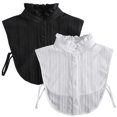 thumbnail image 1 of LoudSung Fake Collar Detachable Half Shirt Blouse False Collar Cotton Elegant Design for Women Girls 2PCS, 1 of 7