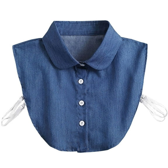 LoudSung Fake Collar Detachable Half Shirt Blouse False Collar Denim Doll Dickey Collar Designed Top Elegant for Women Girls