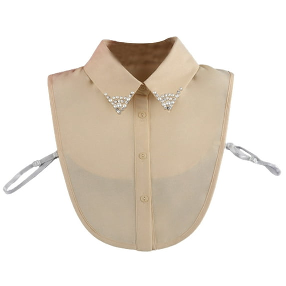 LoudSung Fake Collar Detachable Half Shirt Blouse False Collar Elegant Crystal Decorative Pure Color for Women Girls