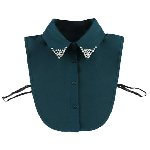 LoudSung Fake Collar Detachable Half Shirt Blouse False Collar Elegant Crystal Decorative Pure Color for Women Girls