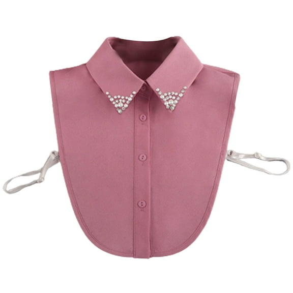 LoudSung Fake Collar Detachable Half Shirt Blouse False Collar Elegant Crystal Decorative Pure Color for Women Girls