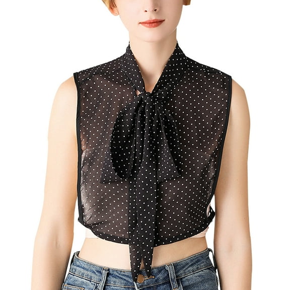 LoudSung Fake Collar Detachable Half Shirt Blouse False Collar Elegant Polka Dots Bow Knot for Women Girls