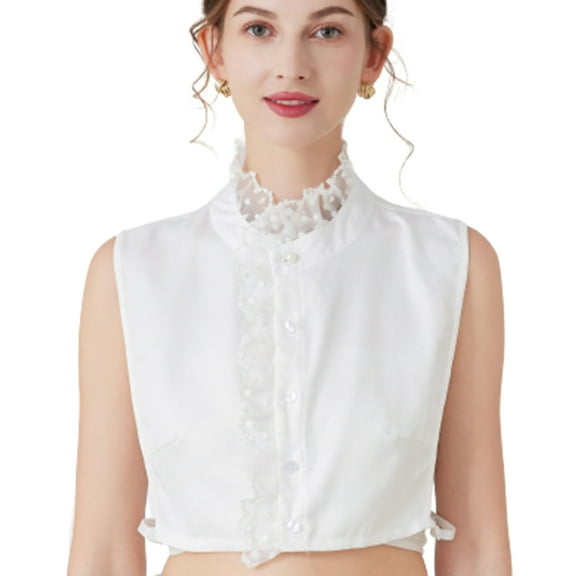 LoudSung Fake Collar Detachable Half Shirt Blouse False Collar Elegant Ruffle Stand Type Dickey Collar for Women Girls