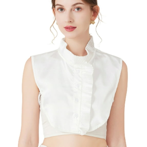 LoudSung Fake Collar Detachable Half Shirt Blouse False Collar Elegant Ruffle Stand Type Dickey Collar for Women Girls