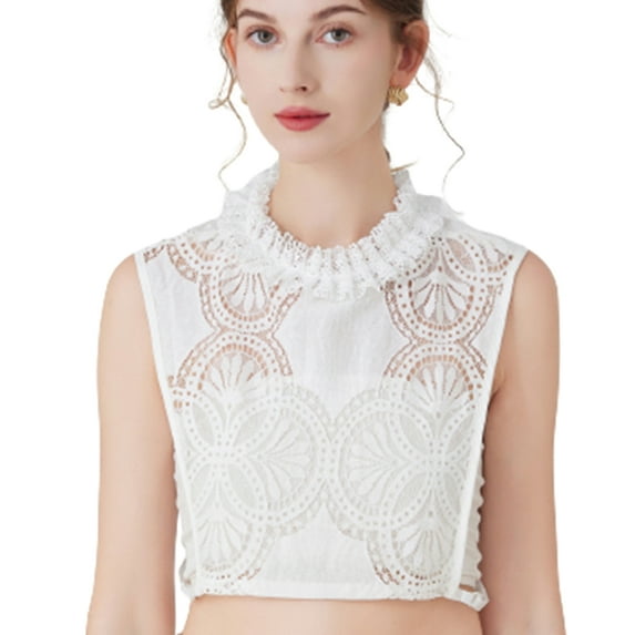 LoudSung Fake Collar Detachable Half Shirt Blouse False Collar Elegant Ruffle Stand Type Dickey Collar for Women Girls