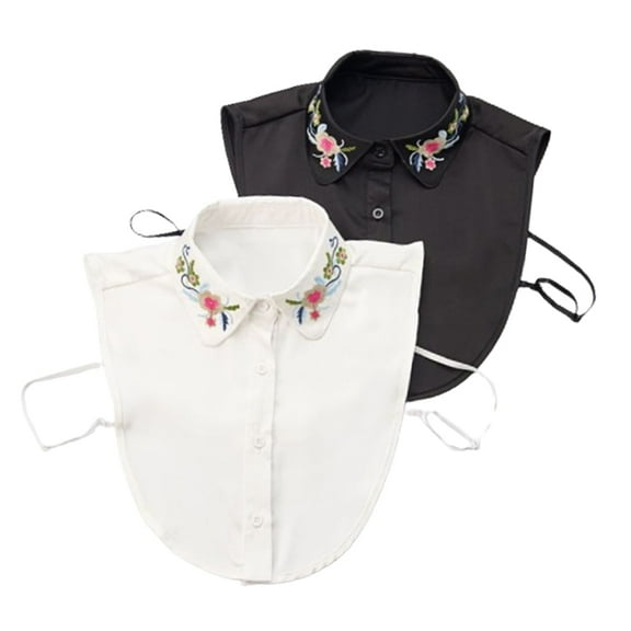 LoudSung Fake Collar Detachable Half Shirt Blouse False Collar Embroidery Dickey Design for Women Girls