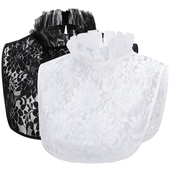 LoudSung Fake Collar Detachable Half Shirt Blouse False Collar Floral Lace Hollow Stand Top Elegant for Women Girls