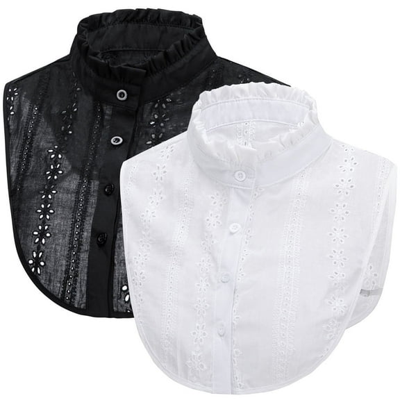 LoudSung Fake Collar Detachable Half Shirt Blouse False Collar Hollow Floral Lace Dickey Collar Elegant for Women Girls