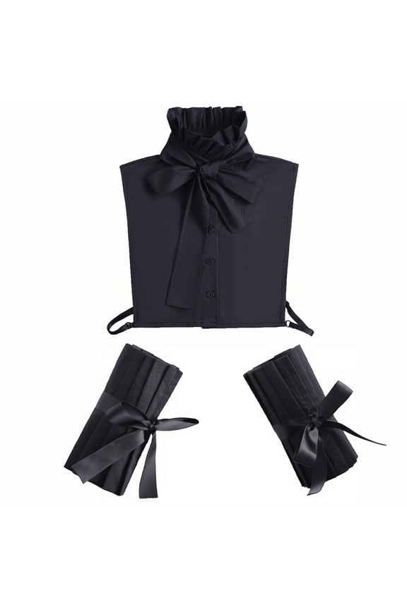 Fake Collar Ruffle False Collar Matched Wrist Cuffs Sets Detachable Half Shirt Blouse Dickey Elegant for Women Girls