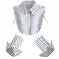 thumbnail image 1 of LoudSung Fake Collar Stripe False Dickey Collar Matched Cuffs Sets Detachable Half Shirt Blouse Elegant for Women Girls, 1 of 7