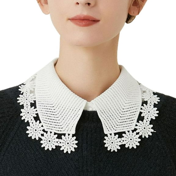 LoudSung False Collar Detachable Blouse Fake Collar Half Shirts Classic Ruffle Designed Top Elegant for Women Girls