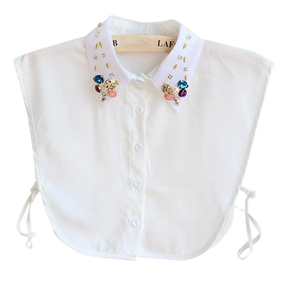 LoudSung False Collar Detachable Half Shirt Blouse Elegant Fake Collar Crystal Dickey Decorative Design for Women Girls