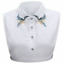 LoudSung False Collar Detachable Half Shirt Blouse Embroidery Floral Lace Dickey Fake Collar Elegant for Women Girls
