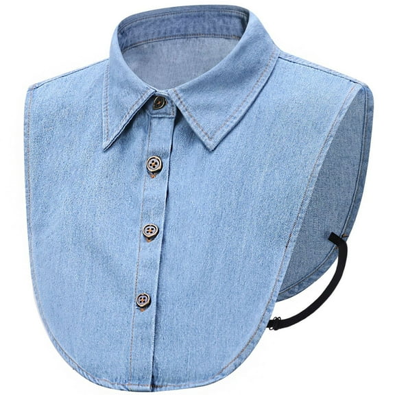 LoudSung False Collar Detachable Half Shirt Blouse Fake Collar Denim Design Elegant for Women Girls