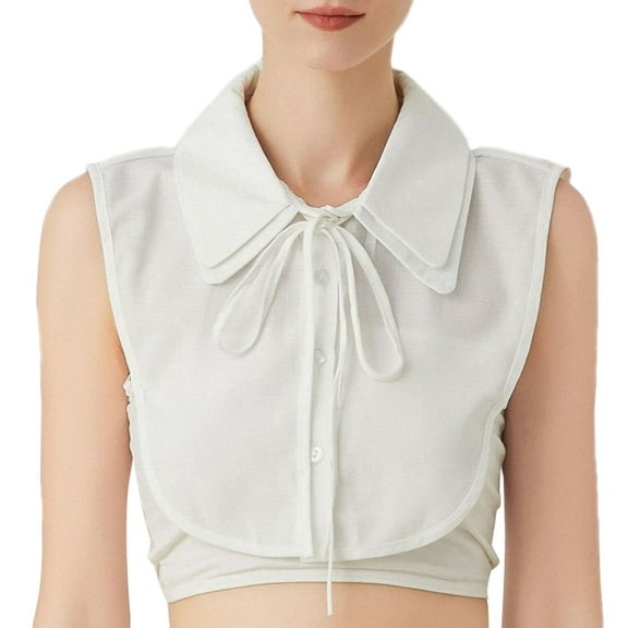 LoudSung False Collar Detachable Half Shirt Blouse Fake Collar Double Layer Ruffle Dickey Elegant for Women Girls