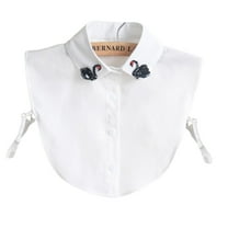 LoudSung False Collar Detachable Half Shirt Blouse Fake Collar Elegant Embroidery Rhinestones Crystal Decorative Dickey Collar Designs for Women Girls