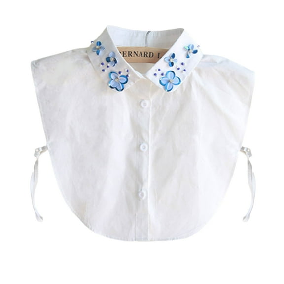 LoudSung False Collar Detachable Half Shirt Blouse Fake Collar Elegant Embroidery Rhinestones Crystal Decorative Dickey Collar Designs for Women Girls