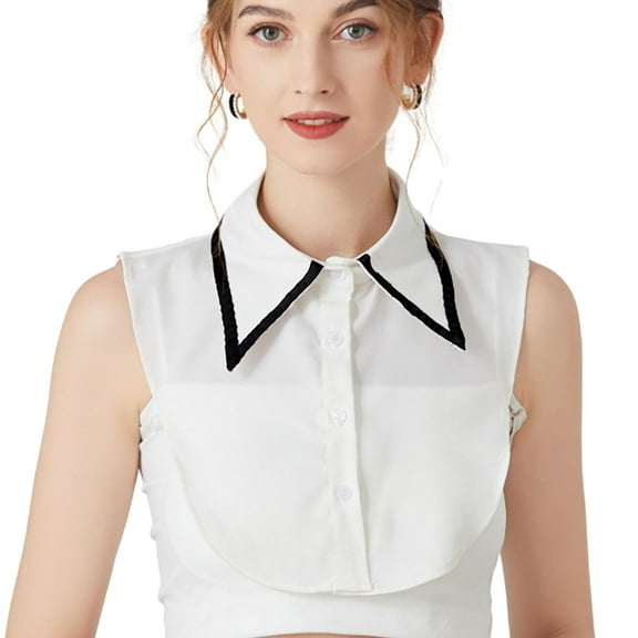 LoudSung False Collar Detachable Half Shirt Blouse Fake Collar Lacing Denim Dickey Collar Elegant Design for Women Girls
