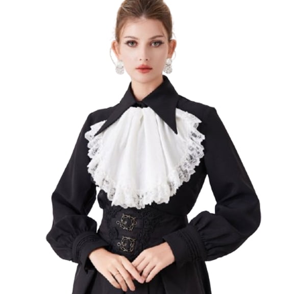 LoudSung Retro Fake Collar Palace Bow Tie Neck Cover Bib Scarf Dress False Dickey Collar Stage Costume Play for Women Girls