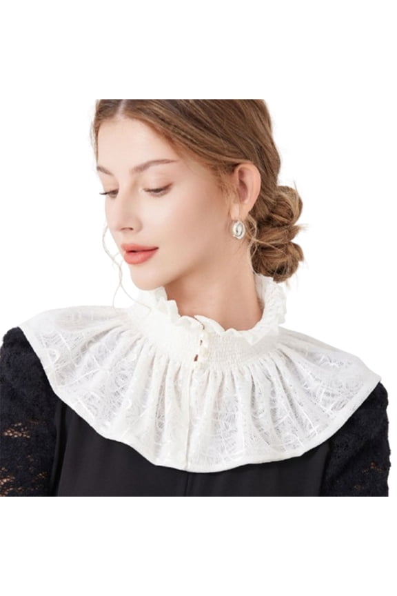 Shawl Collar Detachable Cape Wrap Fake Collar Chiffon Cotton Neckwear Top Elegant for Women Girls