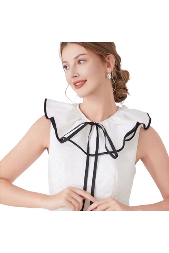 Shawl Collar Detachable Cape Wrap Fake Collar Chiffon Cotton Neckwear Top Elegant for Women Girls