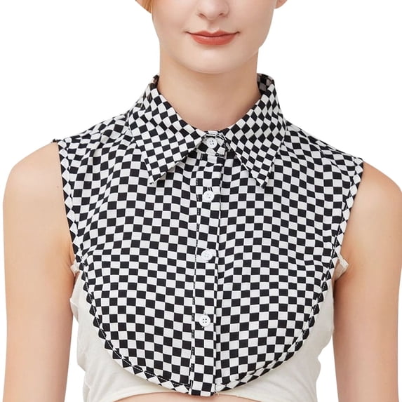 LoudSung Women's Layered Look Button Down Collar Detachable Half Shirt False Collar, White, One Size