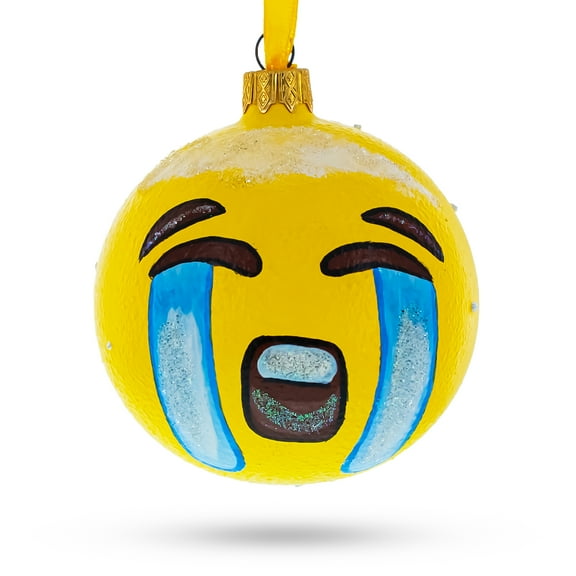 Loudly Crying Facial Expressions Glass Ball Christmas Ornament 3.25 Inches