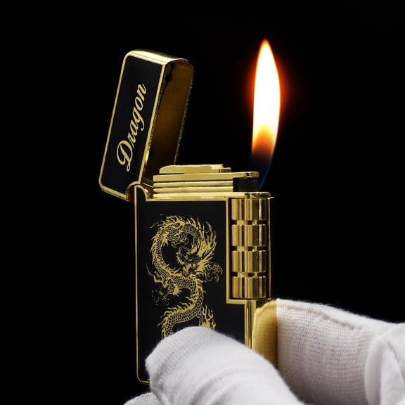 Loudspeaker Inflatable Lighter, Open Fire Lighter,Metal Butane Lighter Dragon/Wolf/Tiger/Eagle(Random Pattern,No Butane)