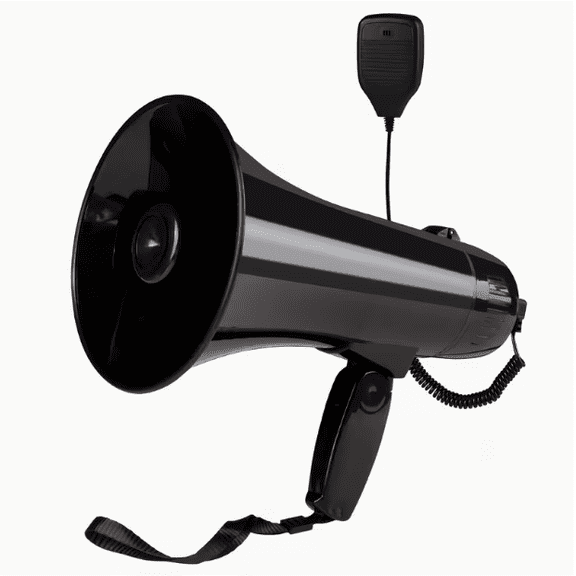 Loudstar Acoustics Megaphone, 35 Watts, Portable PA Bullhorn with Siren, USB Recording, Detachable Mic