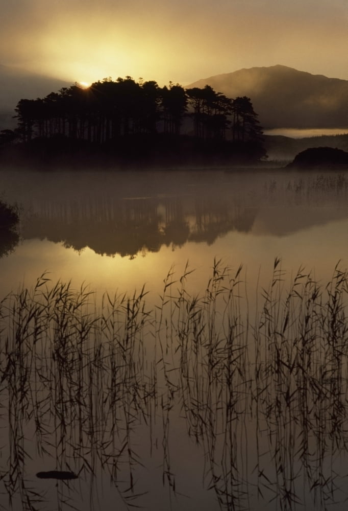 Lough Derryclare Co Galway Ireland Sunset Casting Reflections On Lake Canvas Art - The Irish Image Collection  Design Pics (24 x 36)