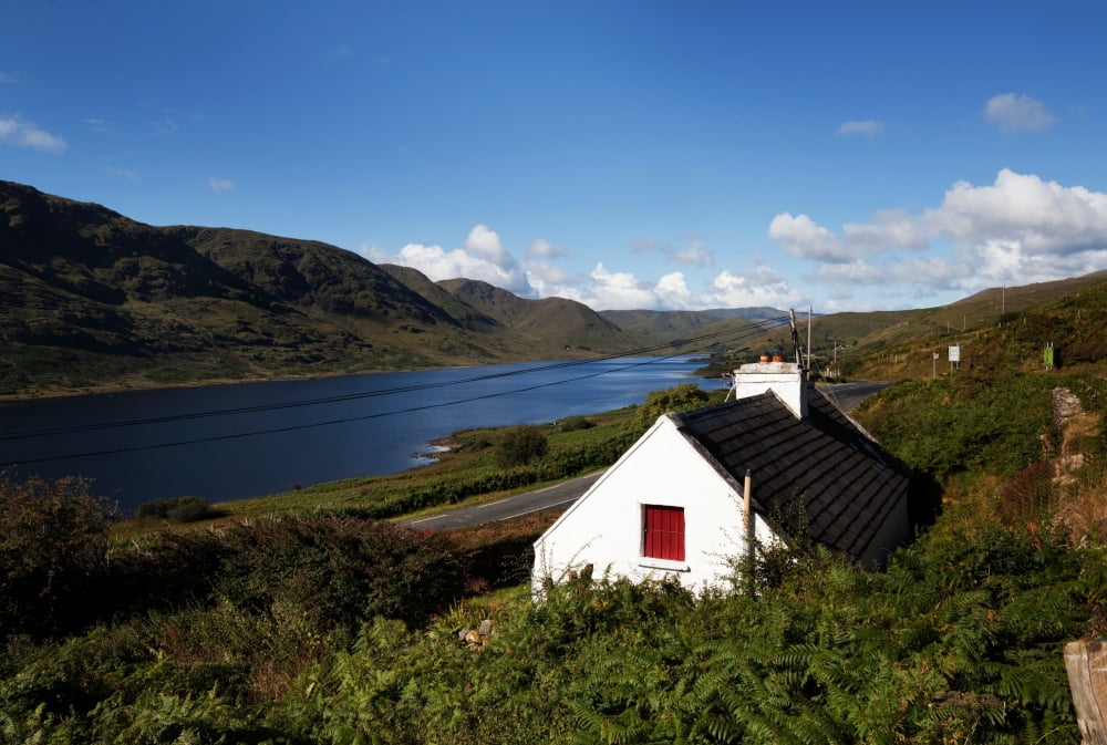 Lough Nafooey shot from the County Mayo side of the border Most of the lake is in County Galway Ireland Canvas Art - Panoramic Images (36 x 12)
