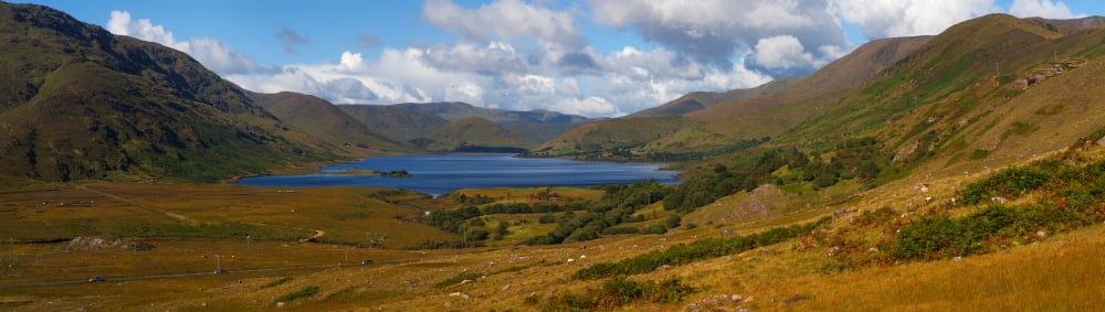 Lough Nafooey shot from the County Mayo side of the border Most of the lake is in County Galway Ireland Canvas Art - Panoramic Images (36 x 12)