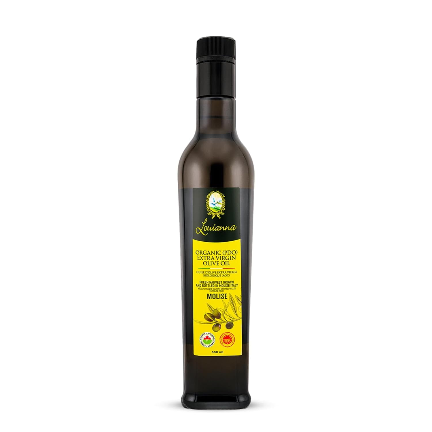 Louianna Organic Extra Virgin Olive Oil, Low Acidity and High Polyphenol, 500 mL