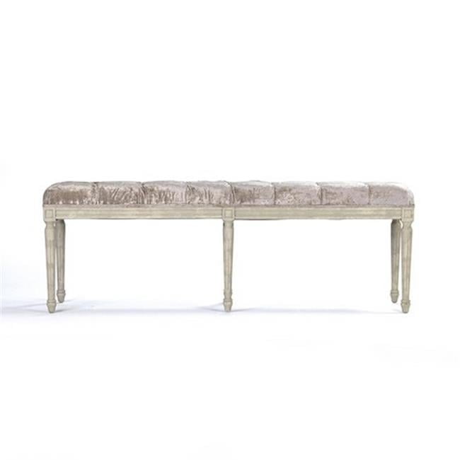 Elegant Louie Crushed Champagne Velvet Upholstered Bench