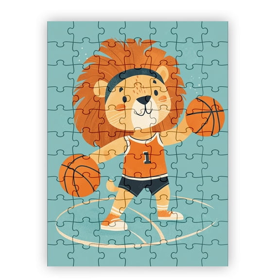 Louie the Dunking Lion Jigsaw Puzzle by Dancing Littles Jungle - 88 Pieces