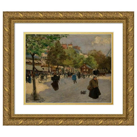 Louis Abel-Truchet 14x12 Gold Ornate Wood Frame and Double Matted Museum Art Print Titled - Boulevard De Clichy (1895)
