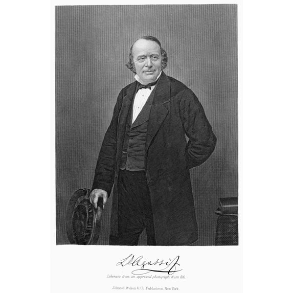 Louis Agassiz. Namerican Naturalist. Steel Engraving American 1873 After A Photograph. Print by