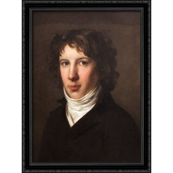 Louis Antoine de Saint Just 28x36 Large Black Ornate Wood Framed Canvas Art by Pierre Paul Prud'hon