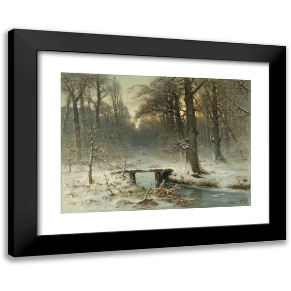 Louis Apol 14x11 Black Modern Framed Museum Art Print Titled - A January Evening in the Woods of the Hague (1875)