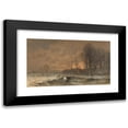 thumbnail image 1 of Louis Apol 18x12 Black Modern Framed Museum Art Print Titled - Winter Scene with the Sun Setting Behind Trees (1880 - 1930), 1 of 5