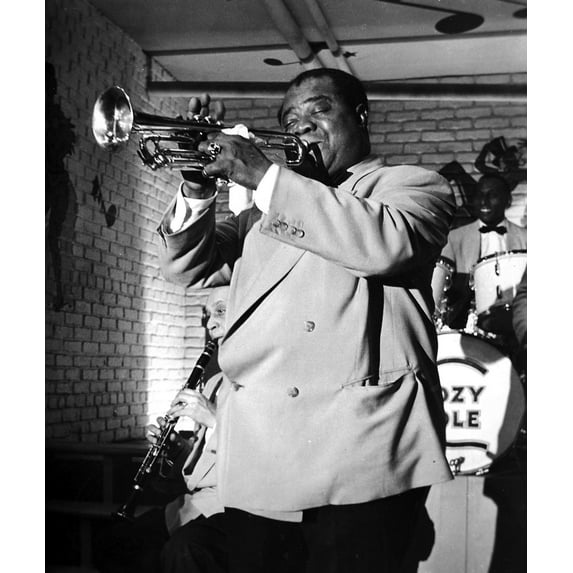 Louis Armstrong playing the trumpet Photo Print (24 x 30)