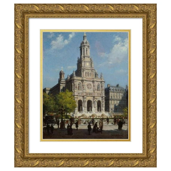 Louis Béroud 20x24 Gold Ornate Framed and Double Matted Museum Art Print Titled - The Church of the Trinity (1880)