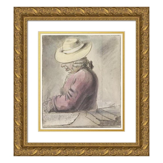 Louis Bernard Coclers 12x14 Gold Ornate Wood Frame and Double Matted Museum Art Print Titled - Portrait of Johann Goll Van Franckenstein, with Hat, to the Left (1783)