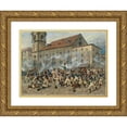 thumbnail image 1 of Louis Braun 14x11 Gold Ornate Wood Frame and Double Matted Museum Art Print Titled - Karl Freiherr Von Ditfurth Fighting the Tyroleans in Front of the Hospital Church in Innsbruck, 1 of 4