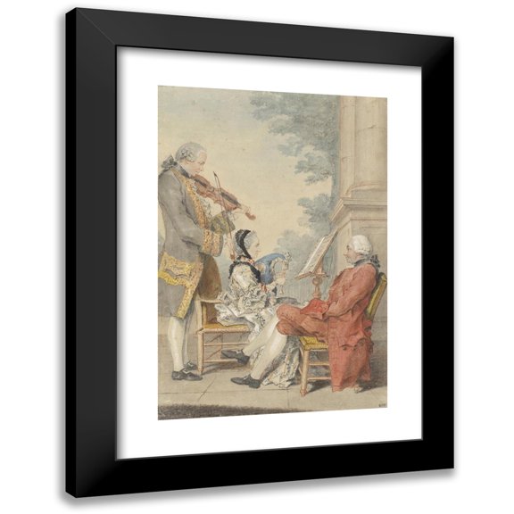 Louis Carrogis Carmontelle 11x14 Black Modern Framed Museum Art Print Titled - Monsieur and Madame Blizet with Monsieur Le Roy the Actor (C. 1765)