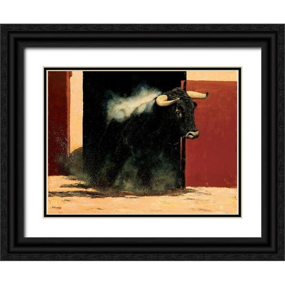 Louis, Ch. 24x19 Black Ornate Wood Framed with Double Matting Museum Art Print Titled - Sortie de toril