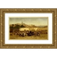 thumbnail image 1 of Louis Comfort Tiffany 18x12 Gold Ornate Wood Frame and Double Matted Museum Art Print Titled - Market Day Outside the Walls of Tangiers, Morocco (1873), 1 of 4