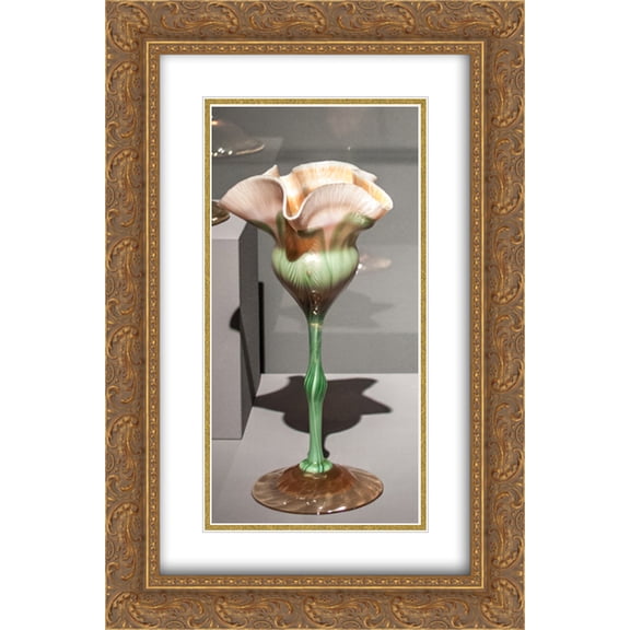 Louis Comfort Tiffany 2x Matted 16x24 Gold Ornate Framed Art Print 'Blossoming flower-shaped decorative goblet '