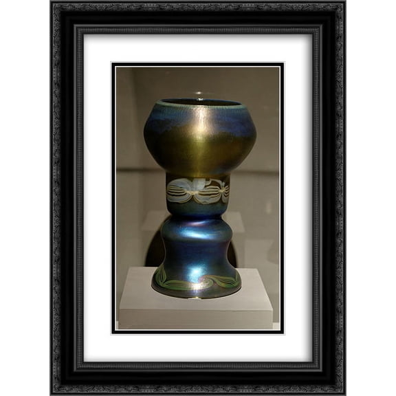 Louis Comfort Tiffany 2x Matted 20x24 Black Ornate Framed Art Print 'Chalice-shaped decorative glass '