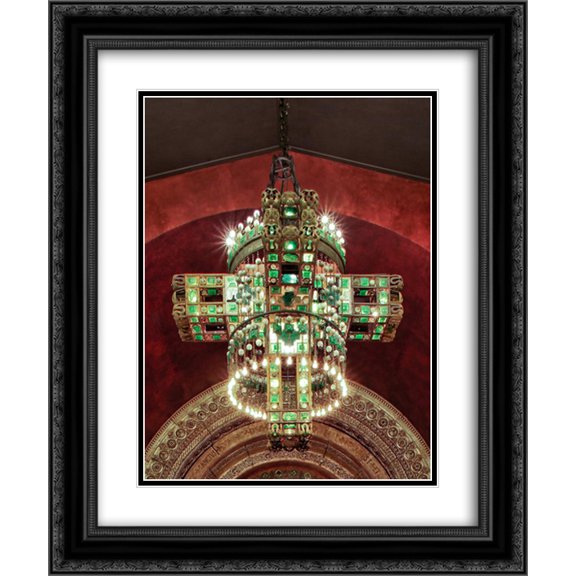 Louis Comfort Tiffany 2x Matted 20x24 Black Ornate Framed Art Print 'Electrolier '